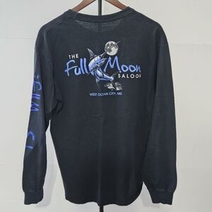 The Full Moon Saloon Size L Long-Sleeveled Black Cotton Crew Neck Unisex T Shirt